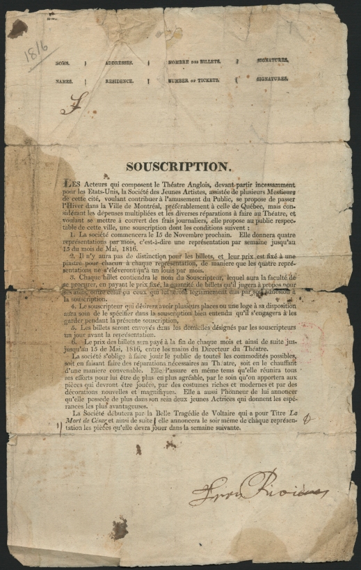 Text printed in French explaining the subscription’s conditions and the company’s commitment to its audience.