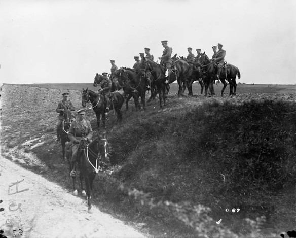 Group of soldiers on horseback.